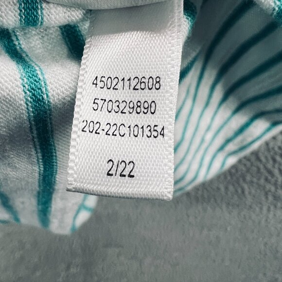 Chicos Womens Top 2 Large Green White Striped Tie Front Short Sleeve Casual - Picture 7 of 10